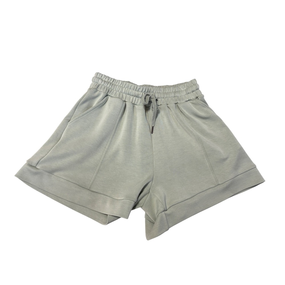 See And Be Seen Womens Shorts L Sage Green Drawstring Athleisure Lounge